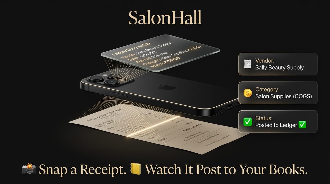 Expense Matrix — Snap a receipt, AI reads and posts it to your salon ledger instantly